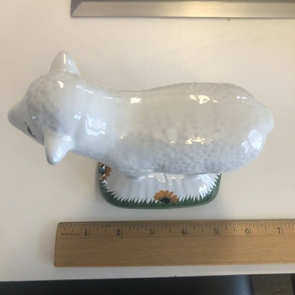 Vintage Portuguese Glazed Ceramic Sheep Hand Painted Signed - Picture 7 of 8